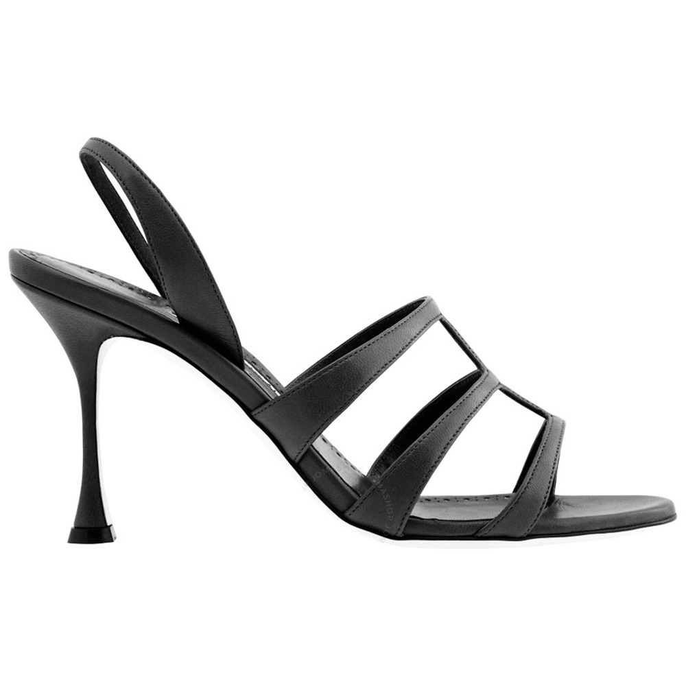 Manolo Blahnik - Fora Strappy, Leather, Black Slingback Sandals